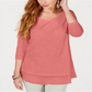 Style & Co Women's Chiffon Hem Top Pink Size Petite S