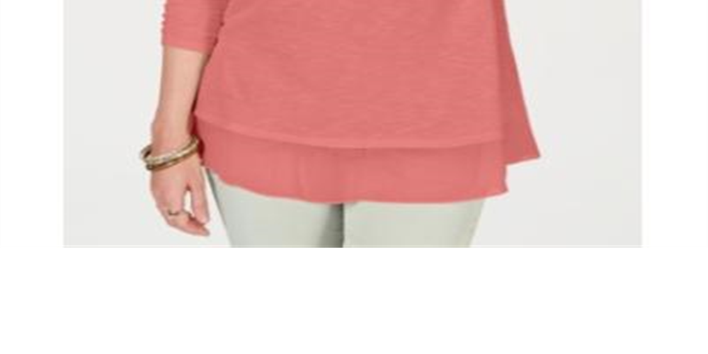 Style & Co Women's Chiffon Hem Top Pink Size Petite S