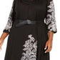 Robbie Bee Women's Long Sleeve MIDI Dress Black Size 3X