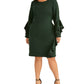 Rachel Roy Women's Bell Sleeve Knee Length Sheath Cocktail Dress Green Size 16W