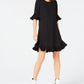 Alfani Women's Pleated Trim Flounce Dress Black Size 10Petite
