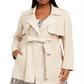 Bar III Women's Plus Faux Suede Belted Jacket White Size 16