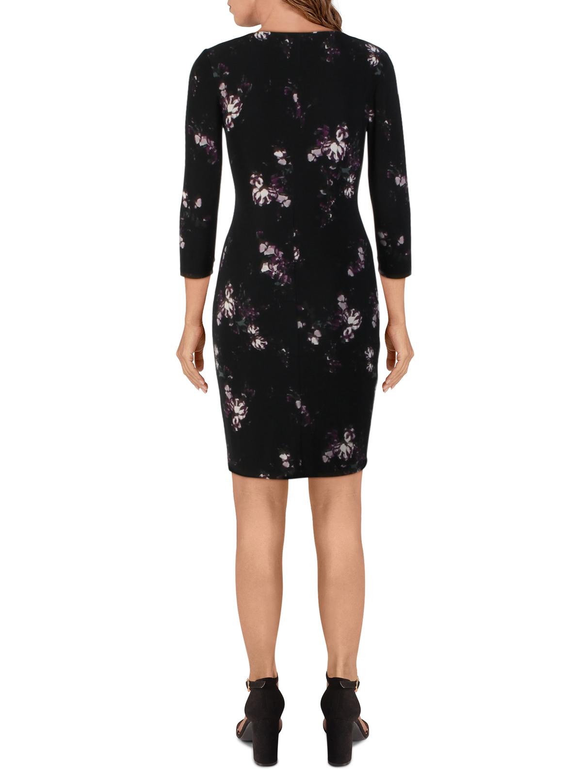 Ralph Lauren Women's Andee Misty Gathered Floral Print Midi Dress Black Size 12