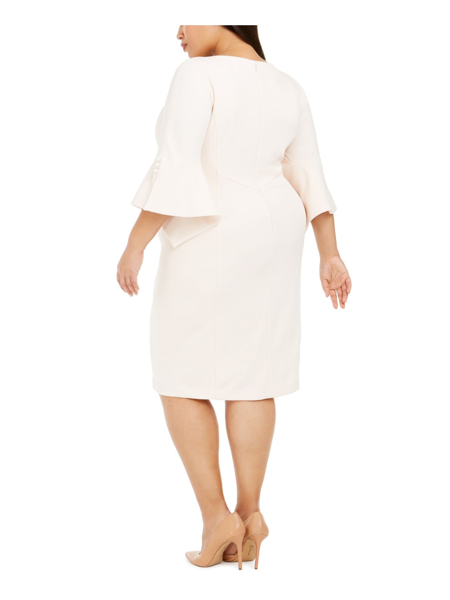 Calvin Klein Women's Plus Bell Sleeve Sheath Dress Pink Size 14W