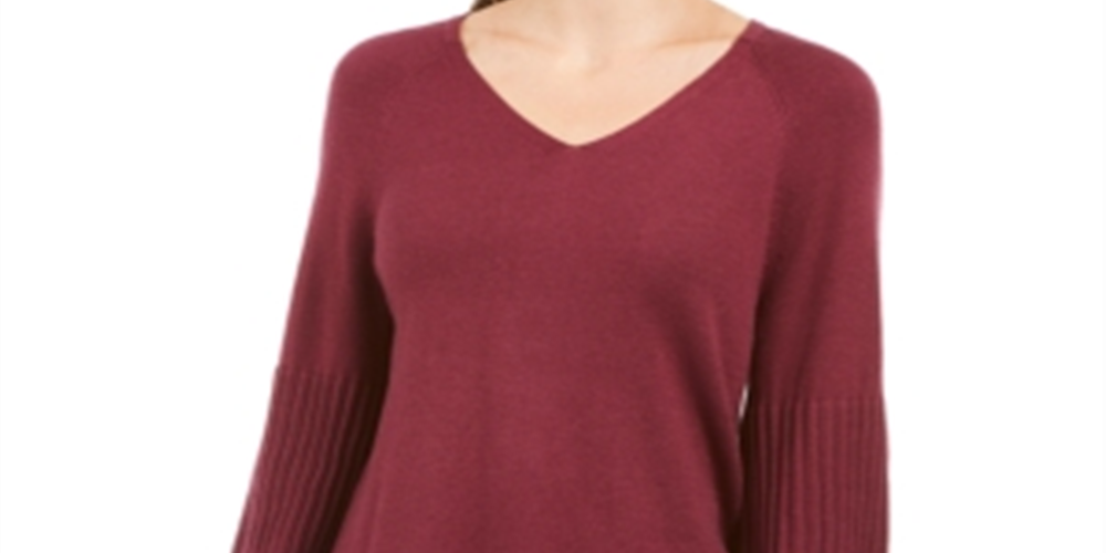 Style & Co Women's Bishop Sleeve Tunic Sweater Purple Size Petite P
