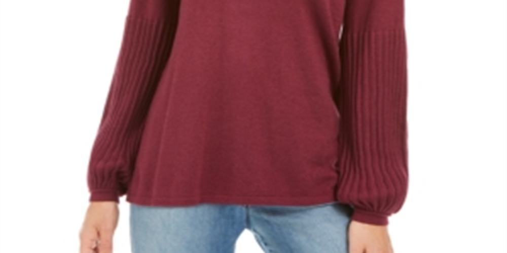 Style & Co Women's Bishop Sleeve Tunic Sweater Purple Size Petite P
