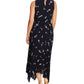 Vince Camuto Women's Sleeveless Romantic Buds Mock Neck Pleated Dress Clothing Blue Size 14
