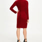 DKNY Women's Ruched Long Sleeve V Neck Knee Length Sheath Cocktail Dress Red Size 8