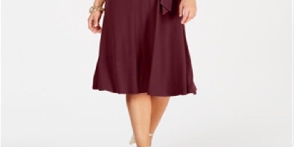 Charter Club Women's Tie Waist Midi Dress Red Size Large