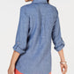 Charter Club Women's Roll up Sleeves with Buttons Button up Top Blue Size Petite S