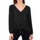 INC International Concepts Women's Tie Hem Top Black Size  Petite S