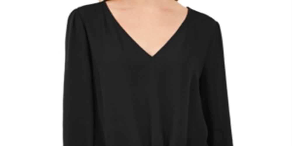 INC International Concepts Women's Tie Hem Top Black Size  Petite S