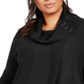 JM Collection Women's Plus Lace up Cowlneck Sweater Black Size 2X