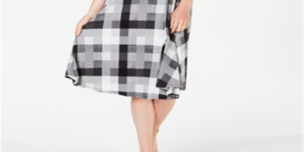 Charter Club Women's Plaid Midi Dress Black Size Large