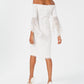 Adrianna Papell Women's 3/4 Quarter Bell Sleeves Off the Shoulder Sequin Floral Dress White Size 6