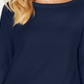 Karen Scott Women's Cotton Boat Neck 3/4 Sleeve Knit Top Blue Size Medium