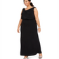 Adrianna Papell Women's Sleeveless Boat Neck Full Length Evening Sheath Dress Black Size 18