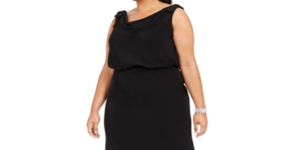 Adrianna Papell Women's Sleeveless Boat Neck Full Length Evening Sheath Dress Black Size 18