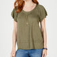 Style & Co Women's Tiered Flutter Blouse Green Size Small