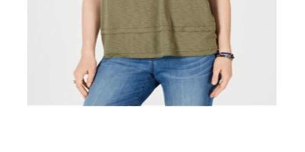 Style & Co Women's Tiered Flutter Blouse Green Size Small