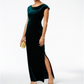 Vince Camuto Women's Velvet Cutout Back Gown Green Size 4