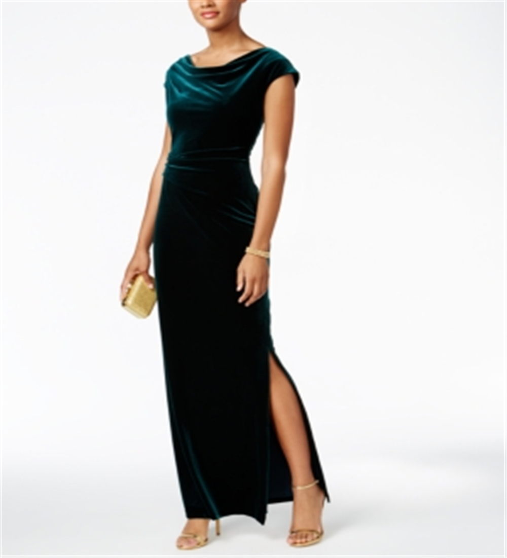 Vince Camuto Women's Velvet Cutout Back Gown Green Size 4