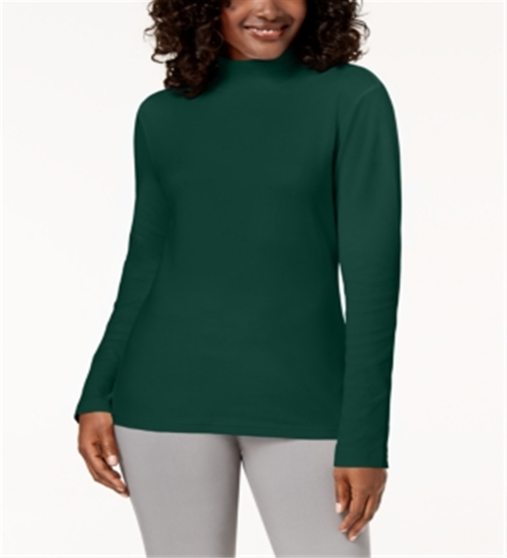 Karen Scott Women's Cotton Mock-Neck Top Green Size XX-Large