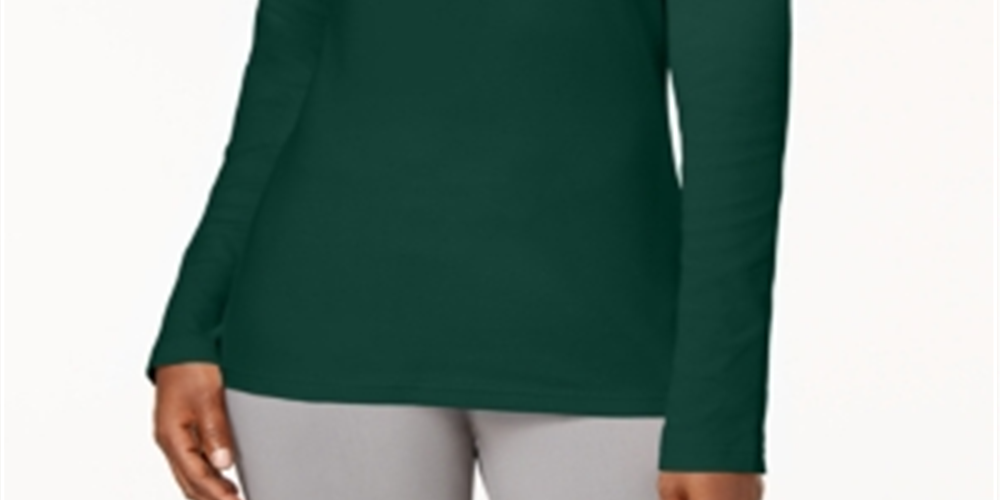 Karen Scott Women's Cotton Mock-Neck Top Green Size XX-Large