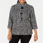 JM Collection Women's Petite Printed 3/4 Sleeve Jacket Black Size Petite S