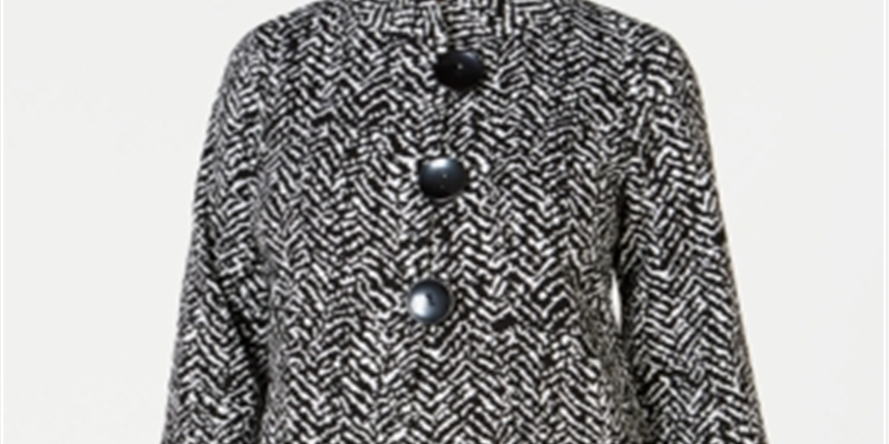 JM Collection Women's Petite Printed 3/4 Sleeve Jacket Black Size Petite S
