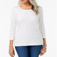 Karen Scott Women's Scoop Neck Top White Size XX-Large