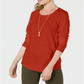 Style & Co Women's Long Sleeve Crewneck Top Orange Size Large