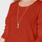 Style & Co Women's Long Sleeve Crewneck Top Orange Size Large