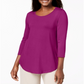 JM Collection Women's Scoop Neck Top Pink Size X-Small