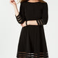Jessica Howard Women's 3/4 Sleeve Above the Knee Dress Black Size 14 Petite