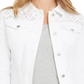 Charter Club Women's Eyelet TrimDenim Jacket White Size X-Small