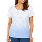 Karen Scott Women's Embellished Ombre T-Shirt Blue Size XX-Large