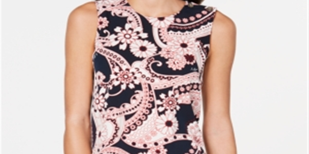 Tommy Hilfiger Women's Floral Paisley Blouse Blue Size Medium