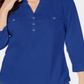 Karen Scott Women's Cotton Johnny Collar Utility Shirt Blue Size Large