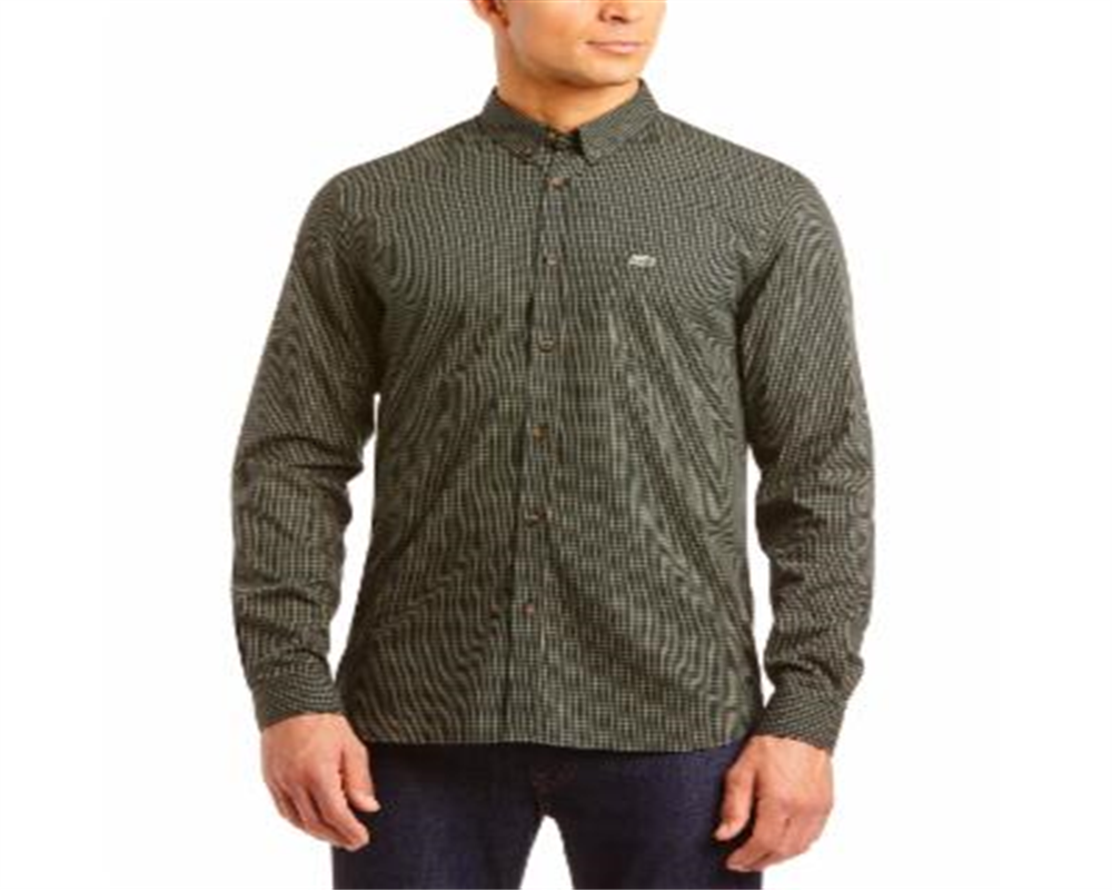Lacoste Men's Regular Fit Gingham Check Poplin Shirt Green Size 2XL