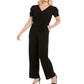 NY Collection Women's Puff Sleeve Jumpsuit Black Size Petite XS