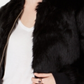 Say What? Women's Faux Fur Bomber Jacket Black Size Large