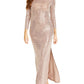Morgan & Co Women's Plus Disco Dot Metallic Evening Dress Brown Size 3X