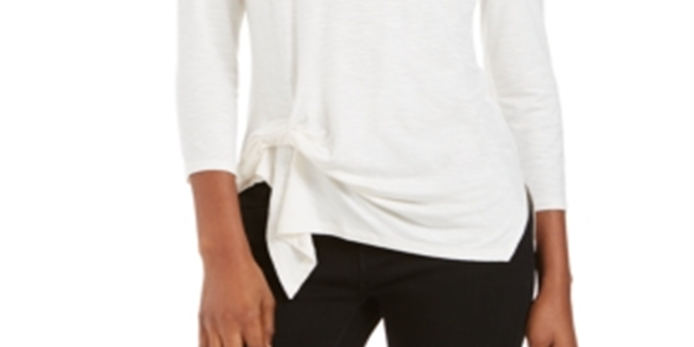 Style & Co Women's Tie Front Top -White Size X-Large