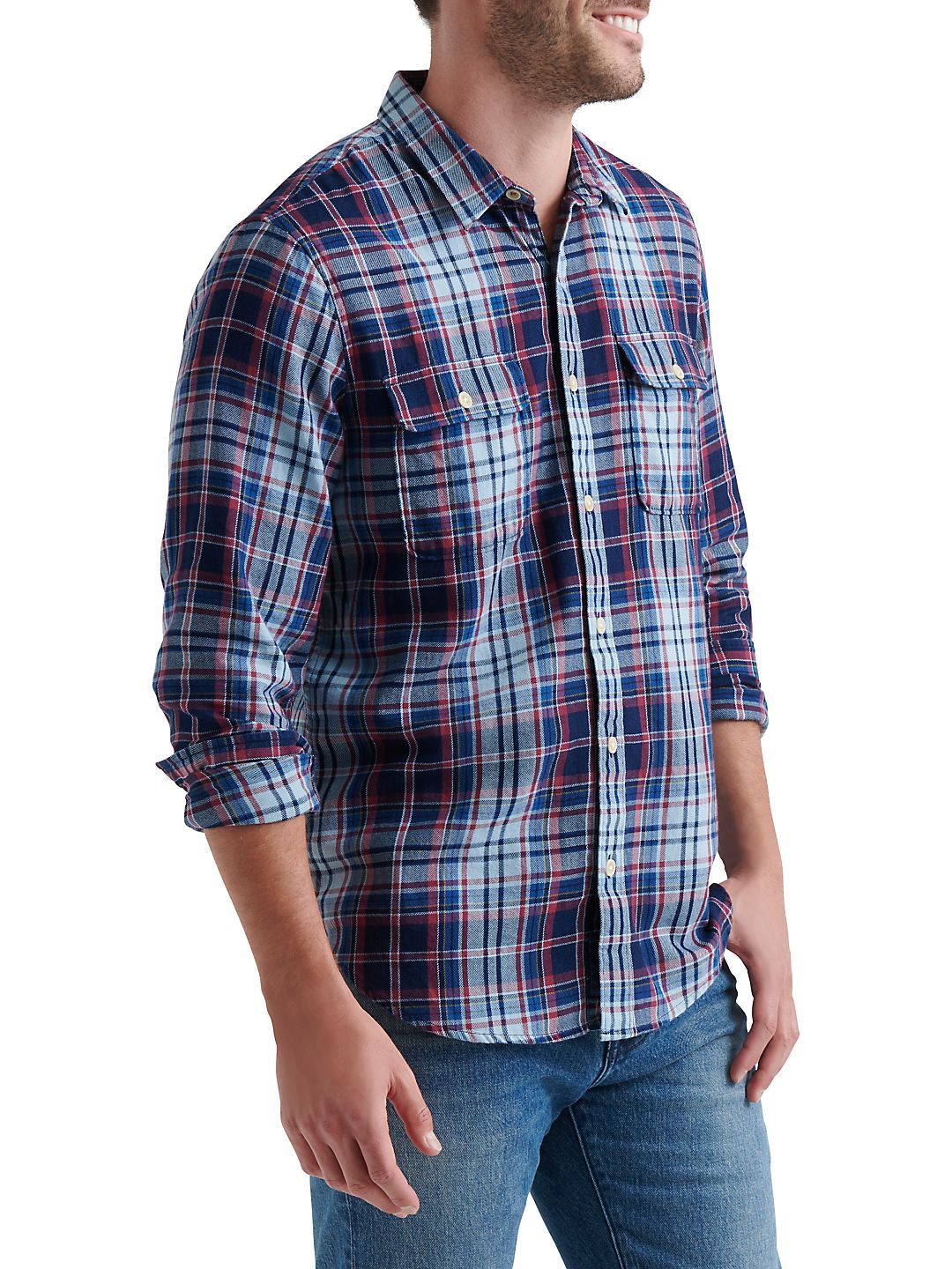 Lucky Brand Men's Plaid Classic Fit Button Down Shirt Navy Size M