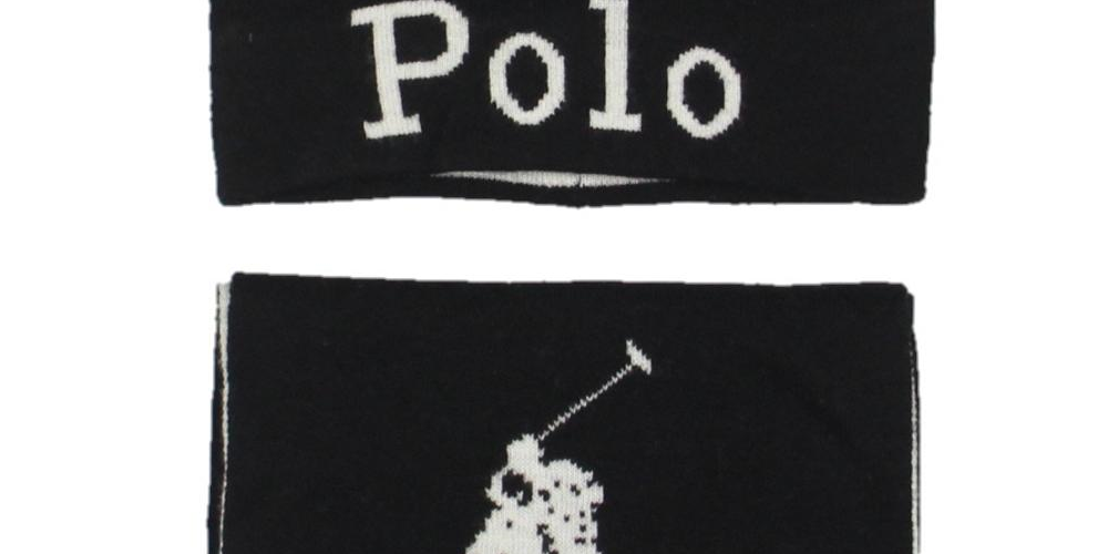 Ralph Lauren Men's Wool Blend Winter Hat & Scarf Set Black Size Regular