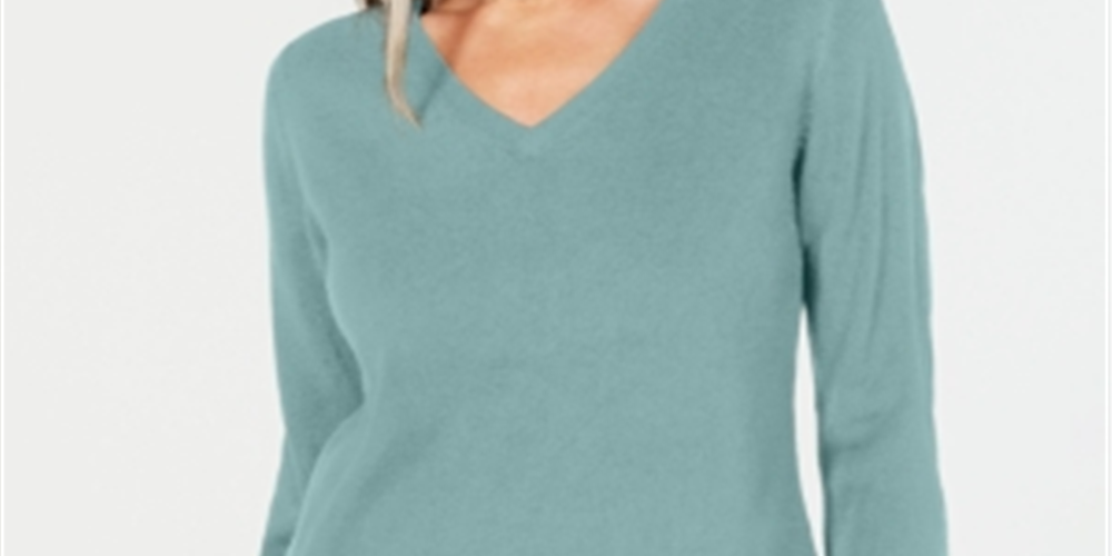 Karen Scott Women's V Neck Sweater Mint Size Medium