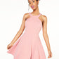 City Studios Women's Sleeveless Halter Short Fit Flare Party Dress Pink Size 0