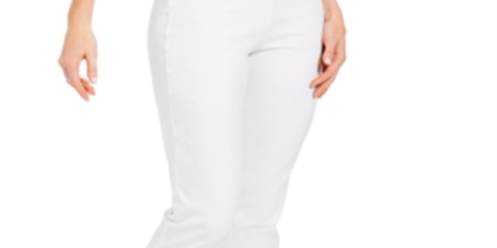 JM Collection Women's Tortoise Look Ring Tummy Control Capri Pants White Size X-Small