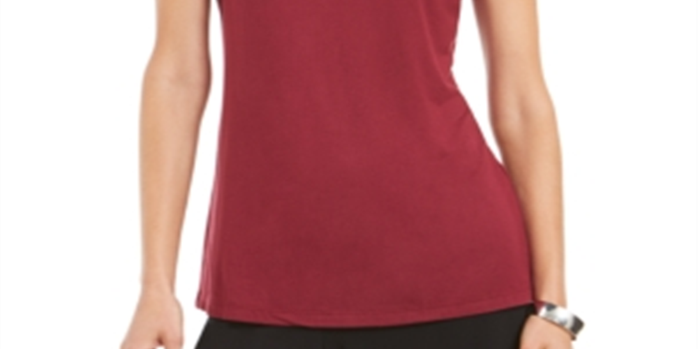 Alfani Women's Mock Neck Sleeveless Top Red Size Petite L